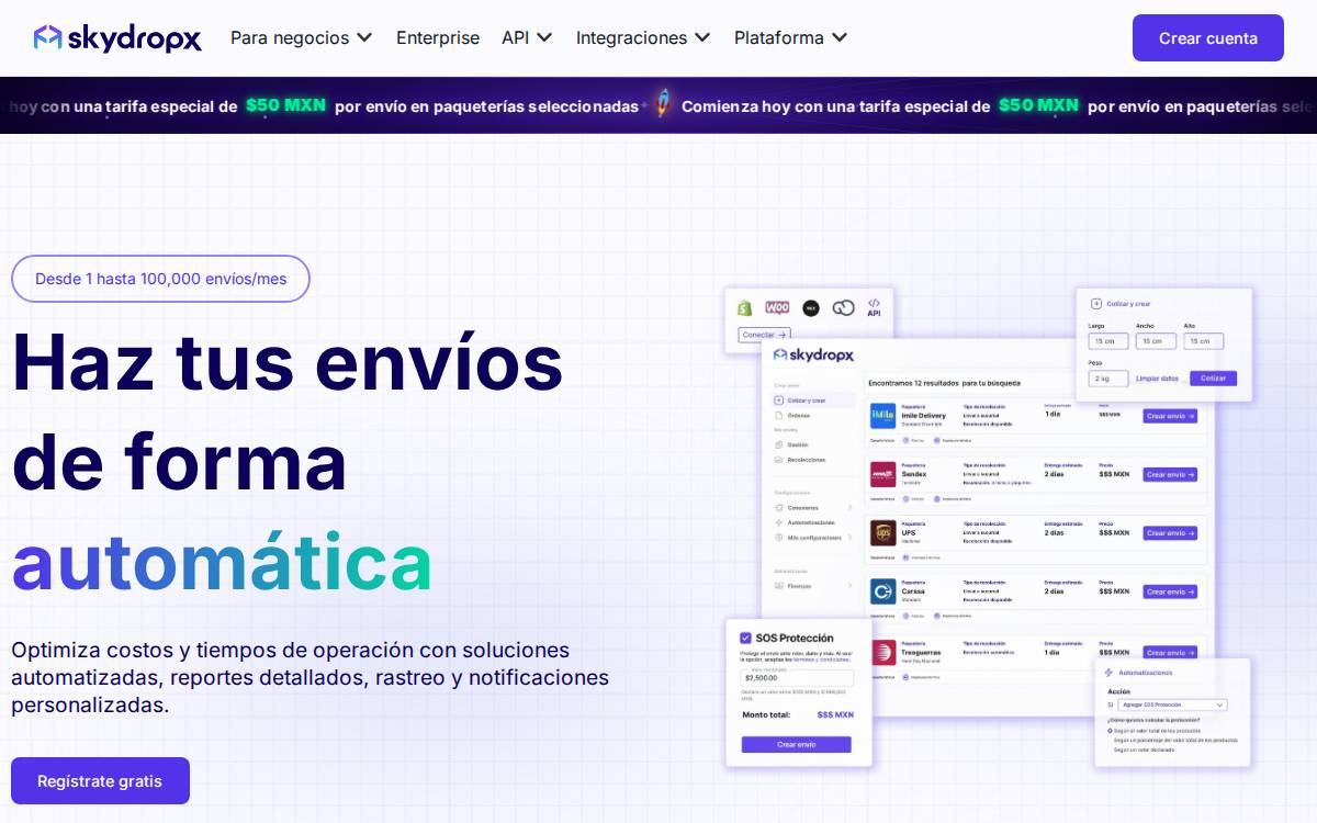 SkydropX website preview