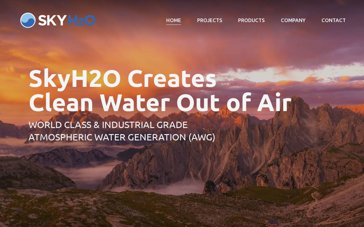 SkyH2O website preview