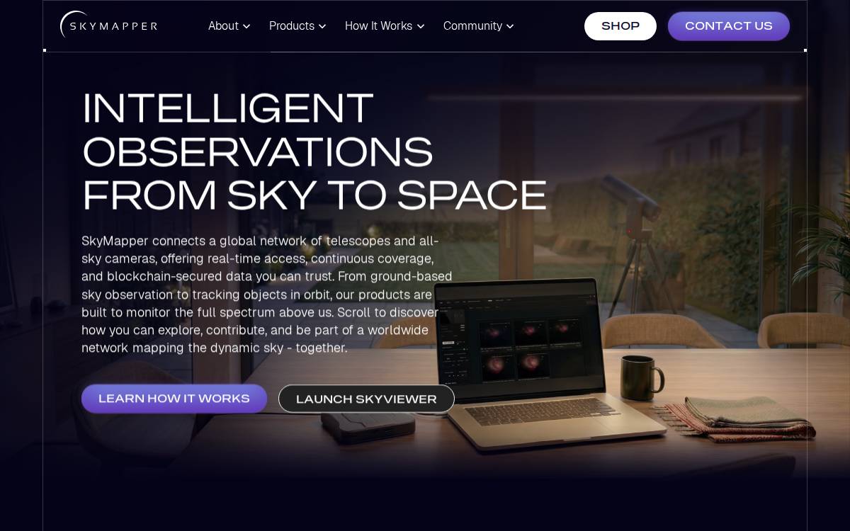 Skymapper website preview