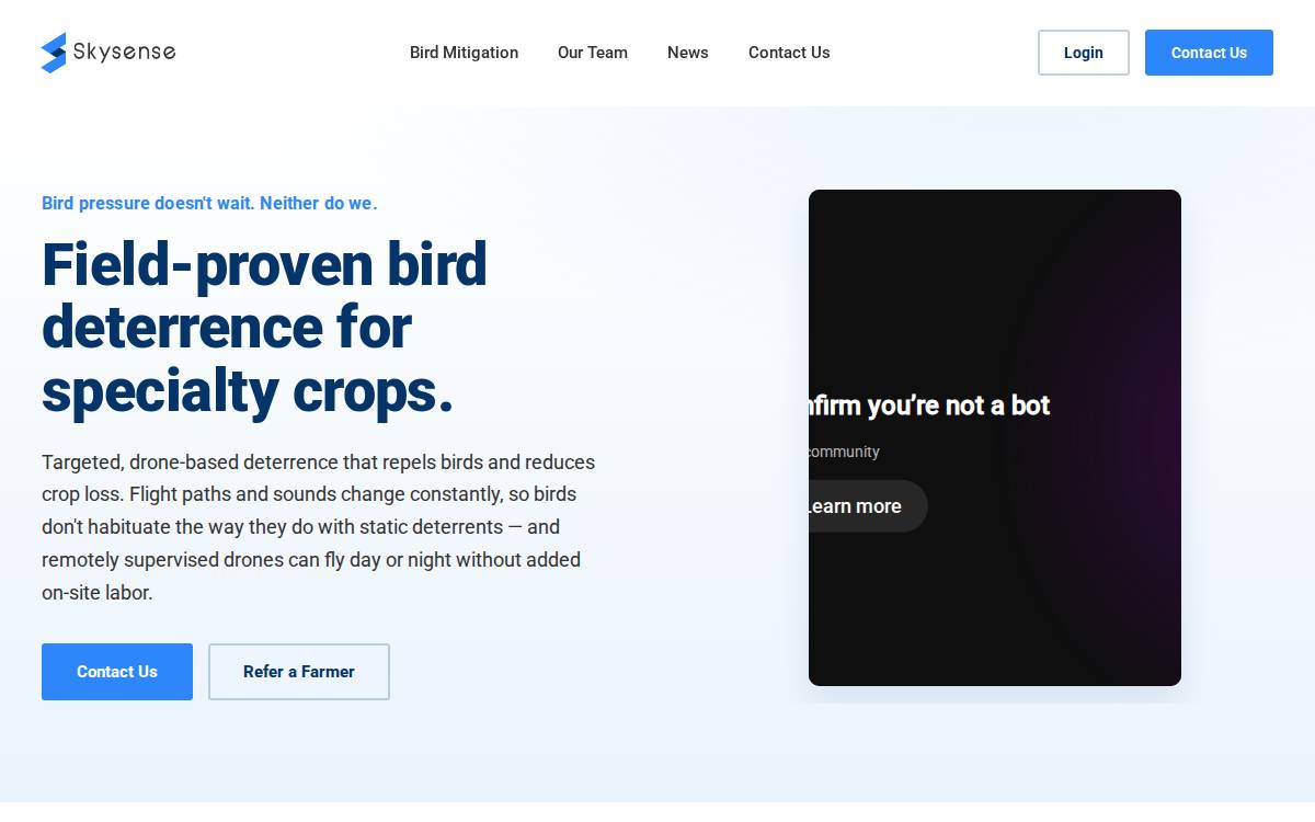 Skysense, Inc. website preview