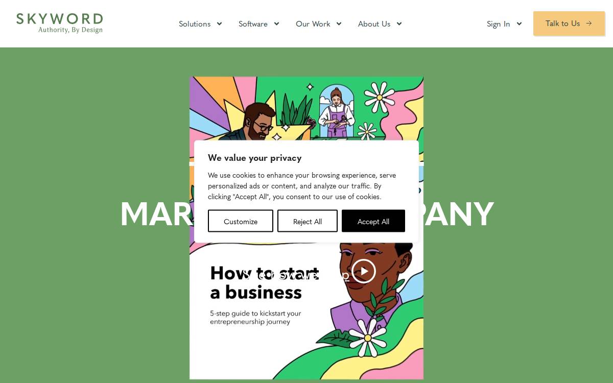 Skyword website preview