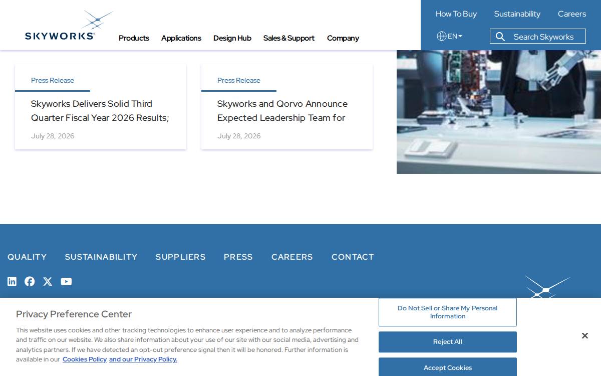 Skyworksinc website preview