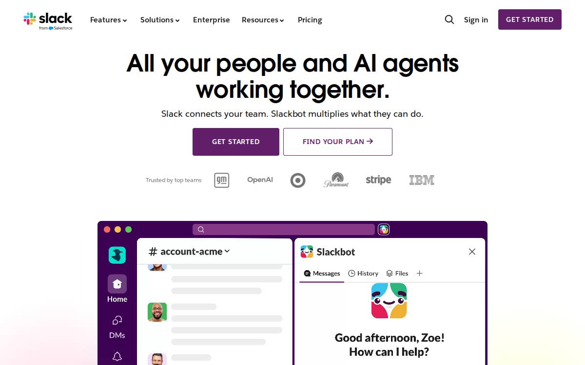 Slack website preview