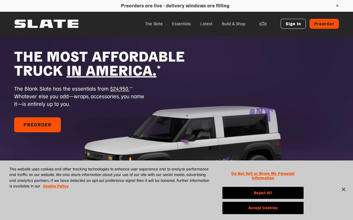 Slate website preview