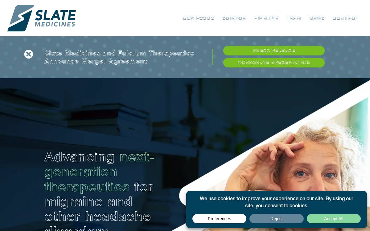 Slate Medicines website preview