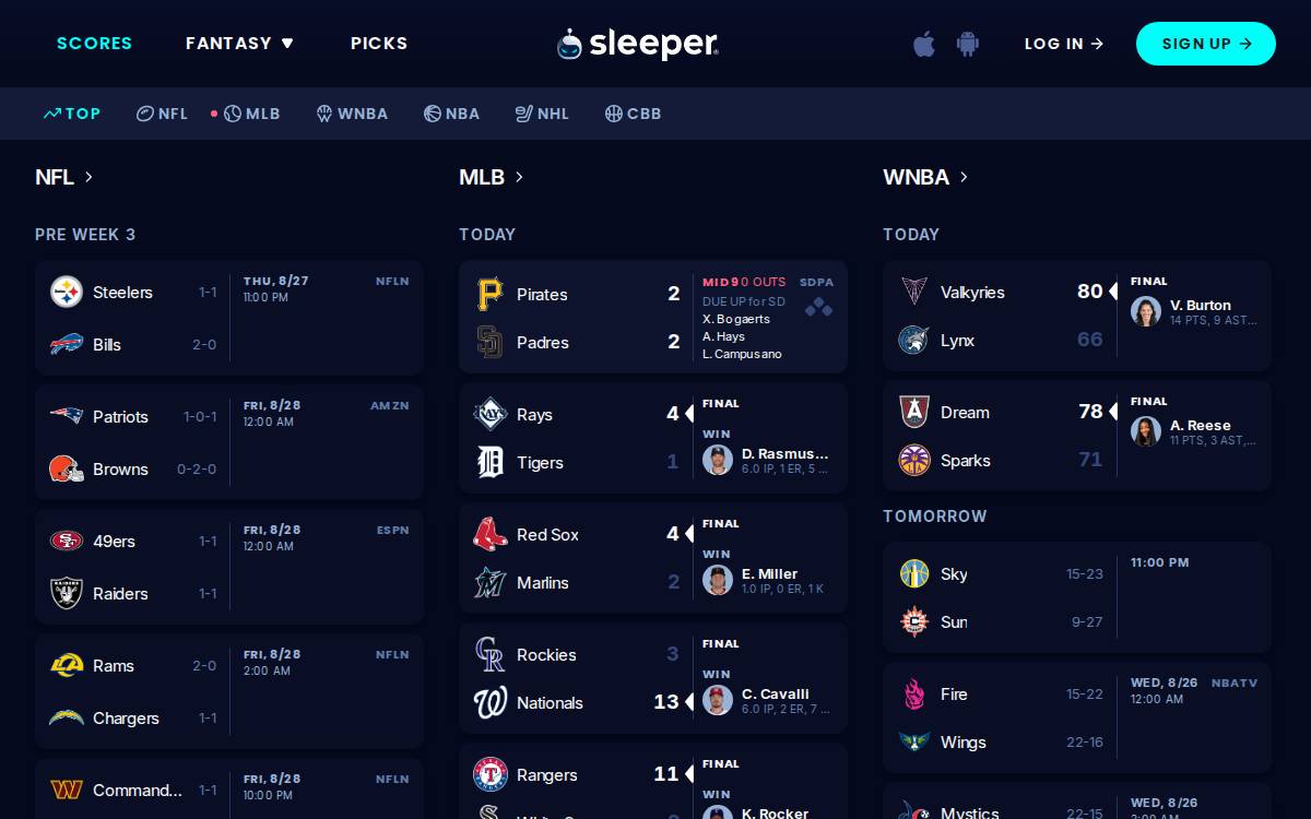 Sleeper website preview