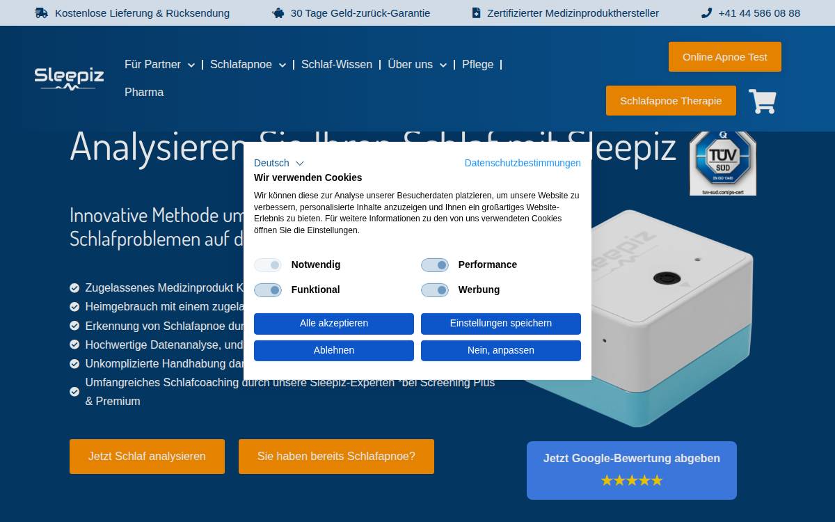Sleepiz website preview