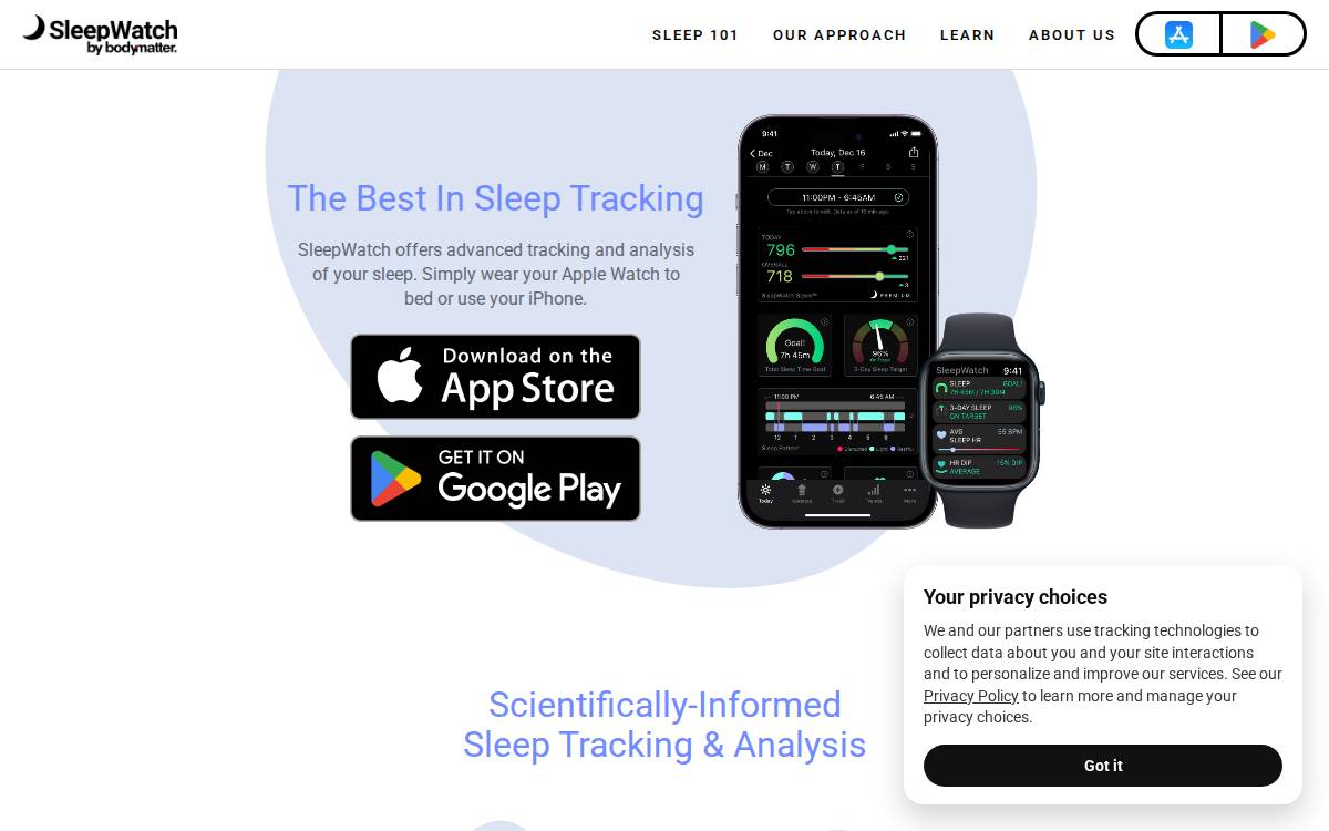 Sleepwatchapp website preview