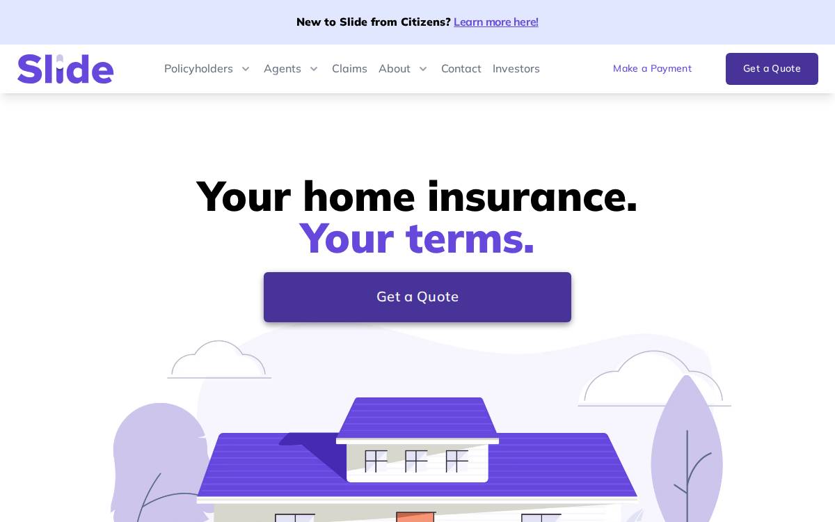 Slideinsurance website preview