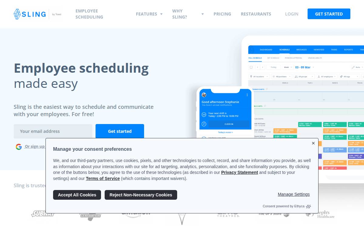 Sling website preview