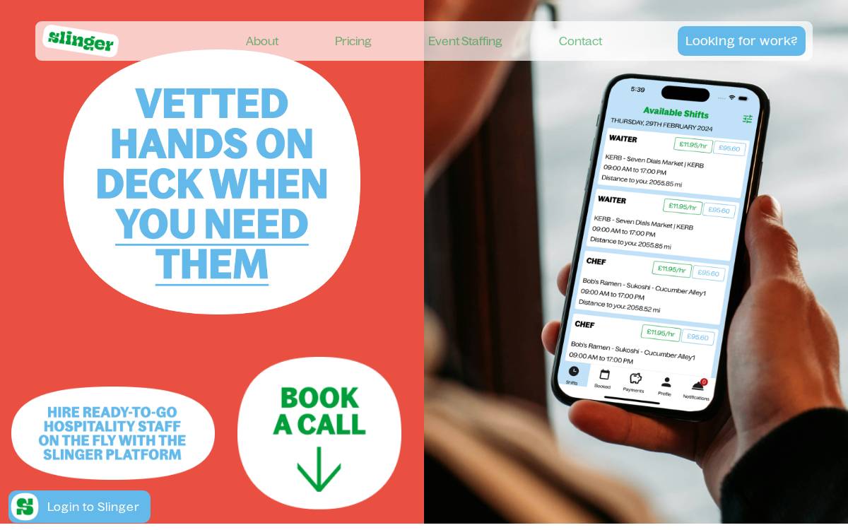 Slinger website preview