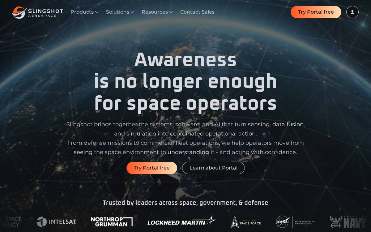 Slingshot Aerospace website preview