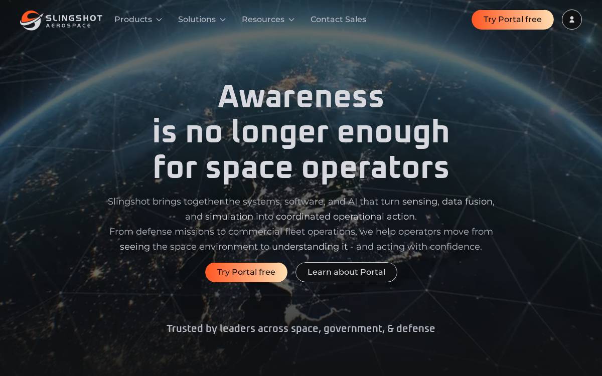 Slingshot Aerospace website preview