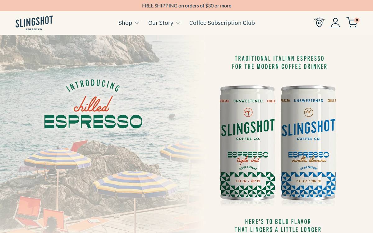 Slingshot Coffee website preview