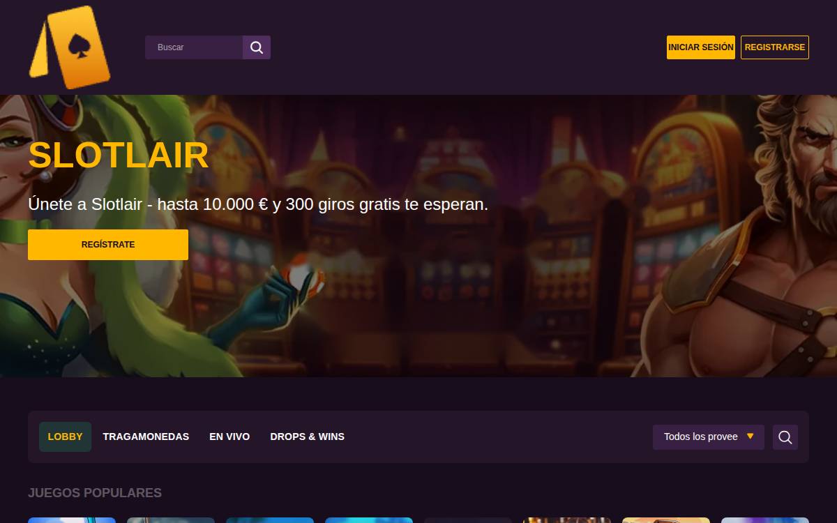 Slotlair casino website preview