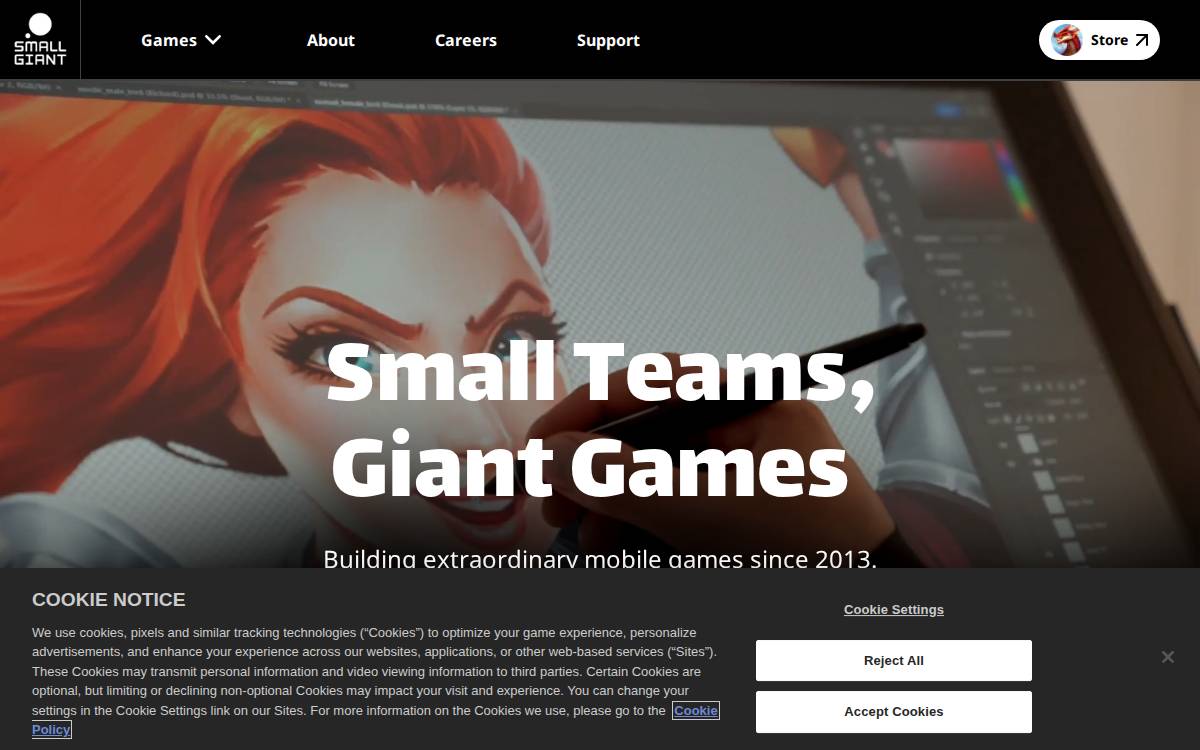 Small Giant Games website preview