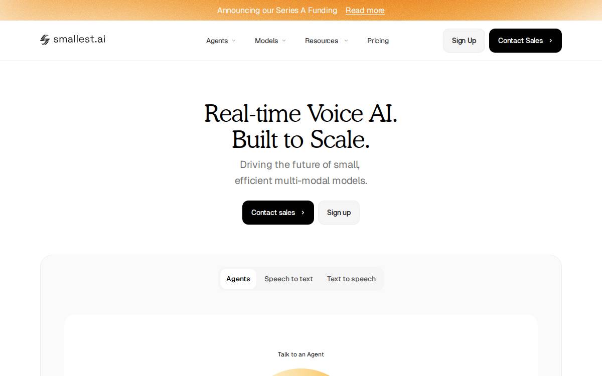 Smallest AI website preview