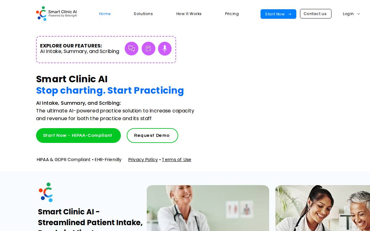 Smart Clinic AI website preview
