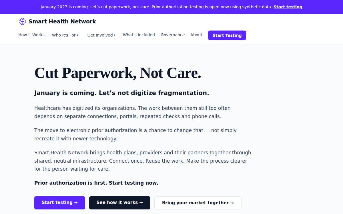 Smart Health Network website preview