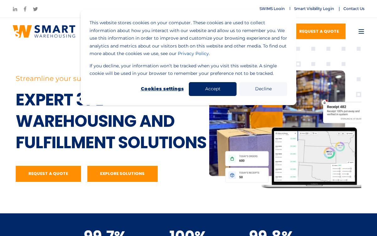 Smart Warehousing website preview