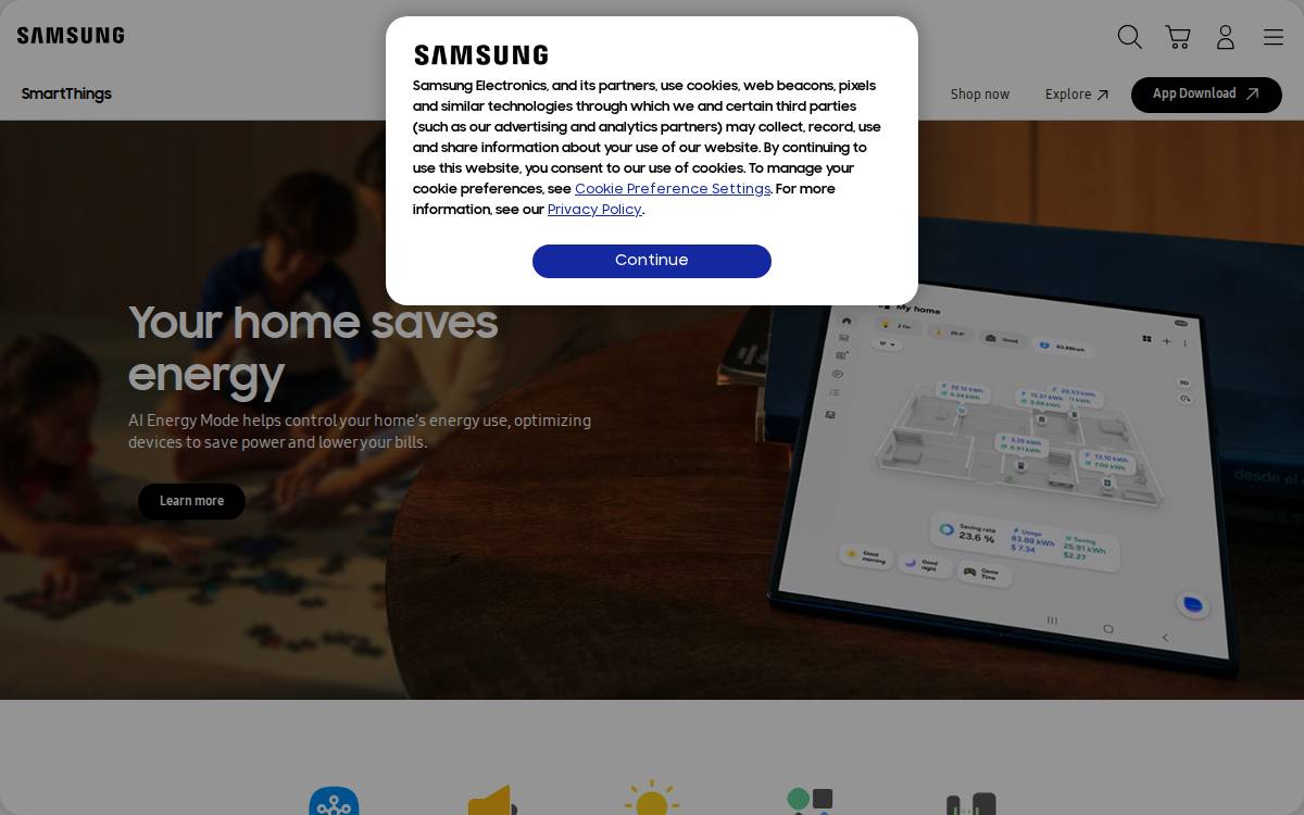 Smartthings website preview
