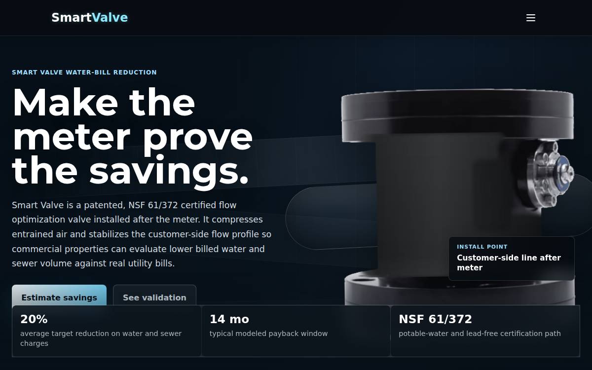 SmartValve website preview