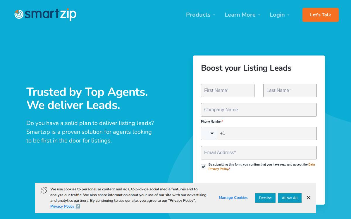SmartZip Analytics website preview