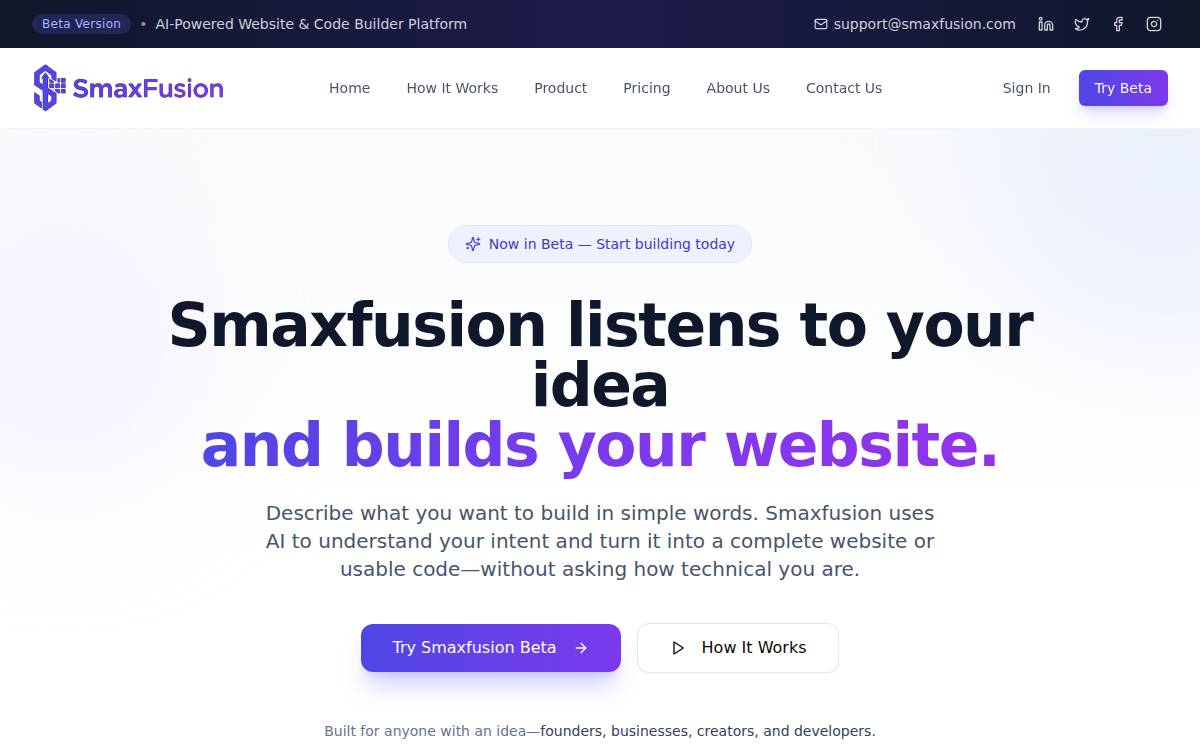 Smaxfusion website preview