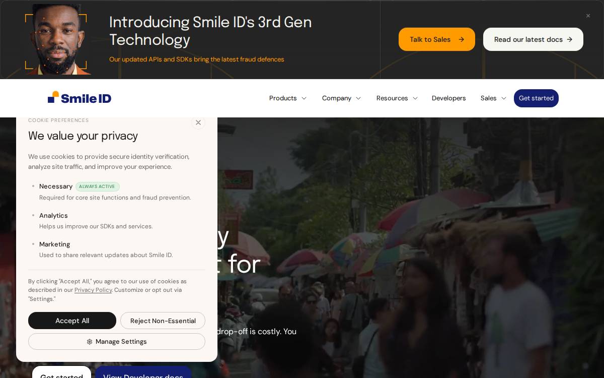 Smile Identity website preview