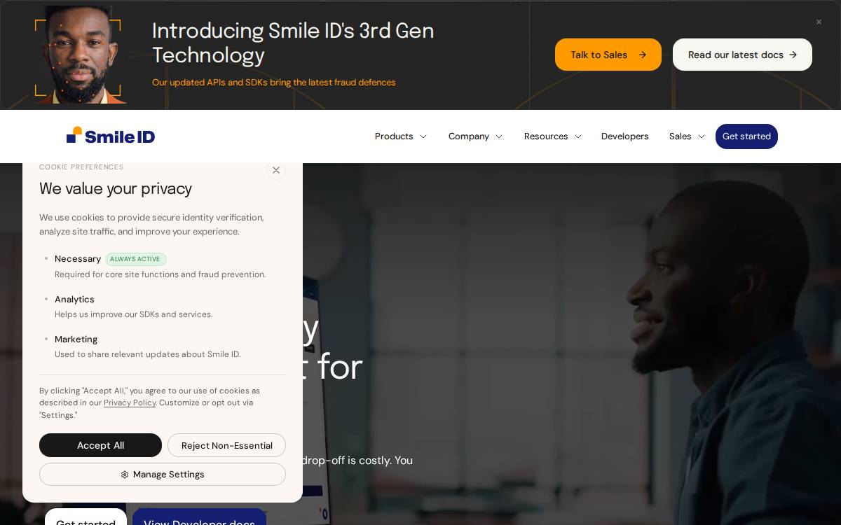 Smile Identity website preview
