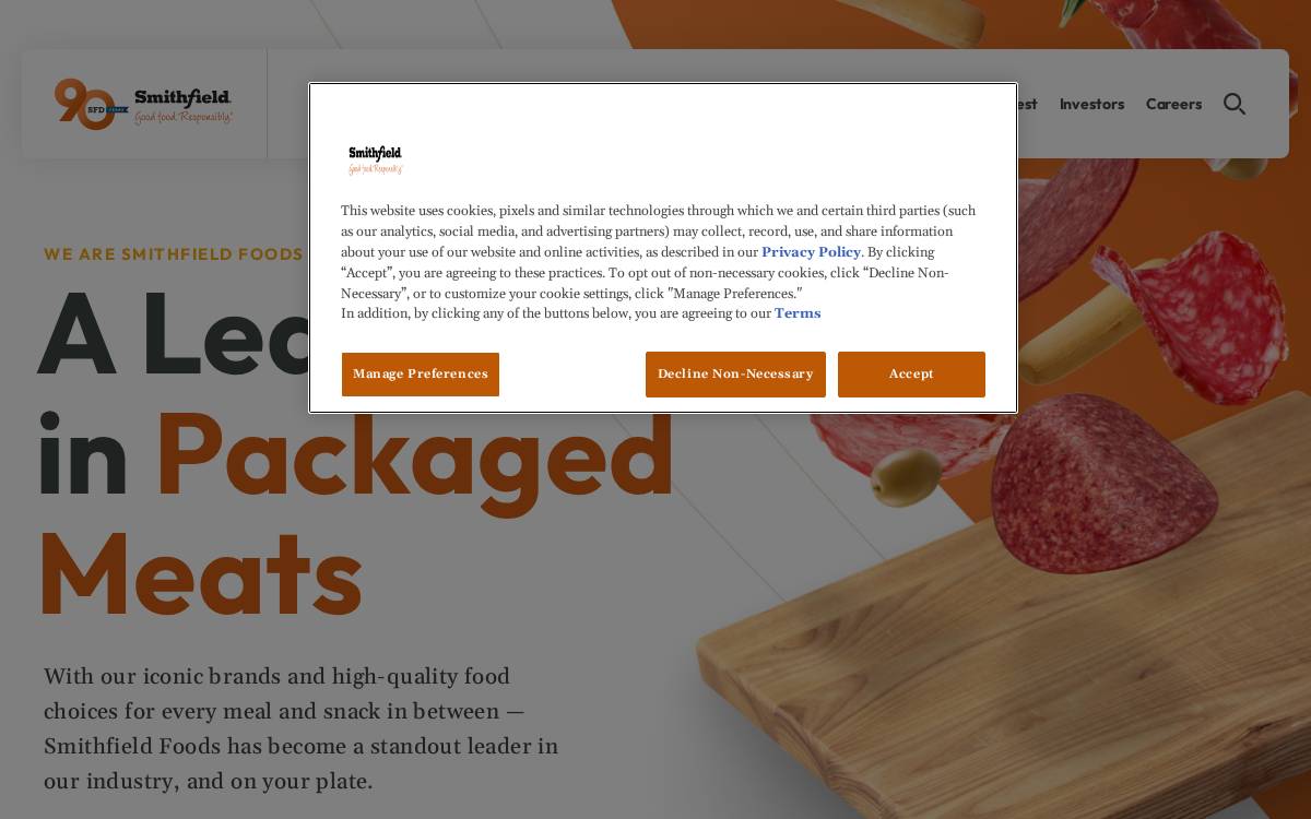 Smithfield Foods website preview