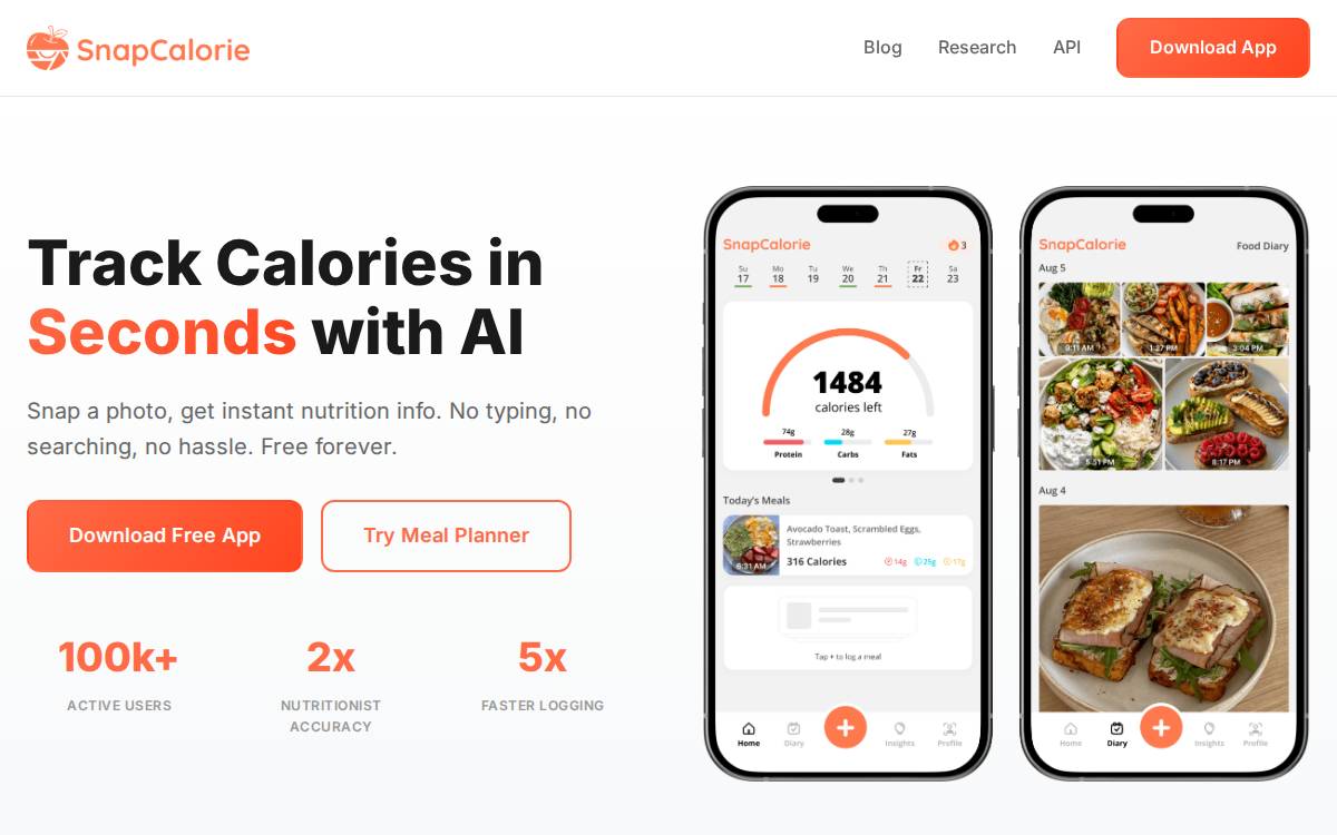 SnapCalorie website preview