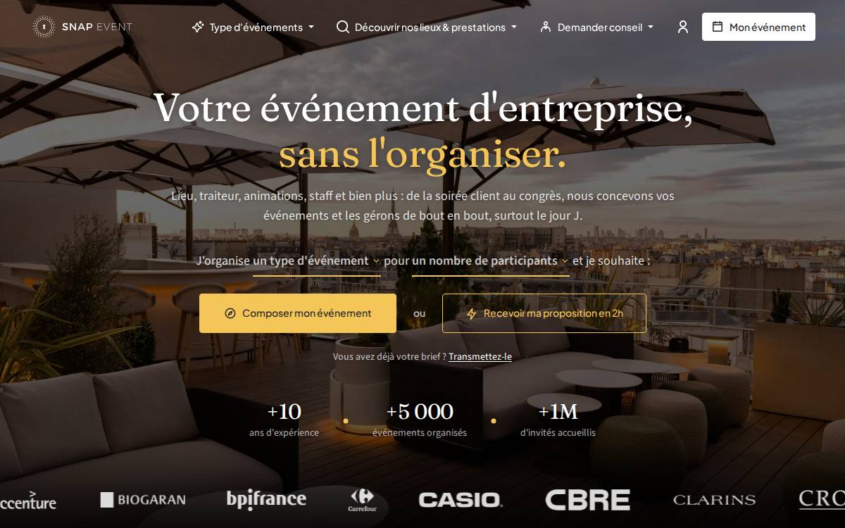 SnapEvent website preview