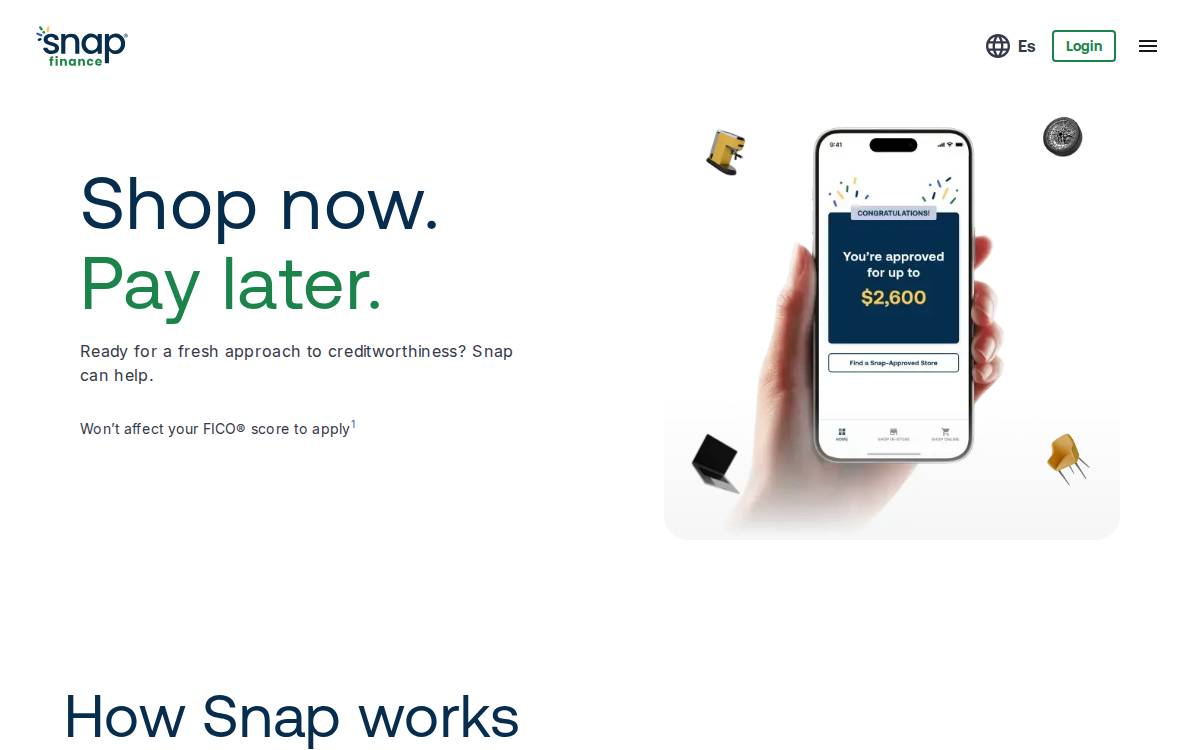 Snap Finance website preview