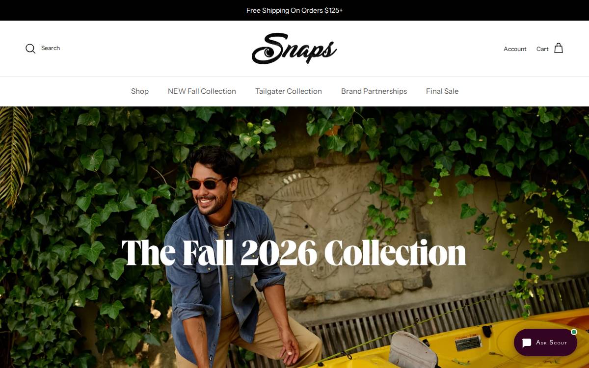 Snaps Clothing website preview