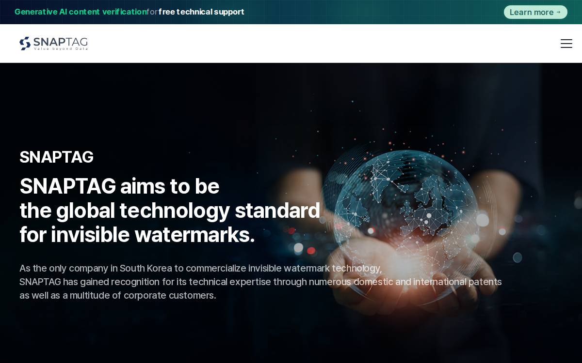 Snaptag website preview