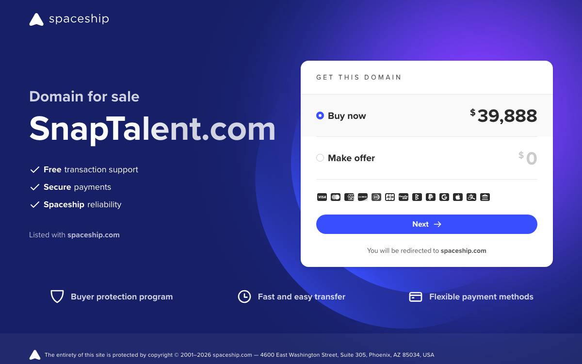 Snaptalent website preview