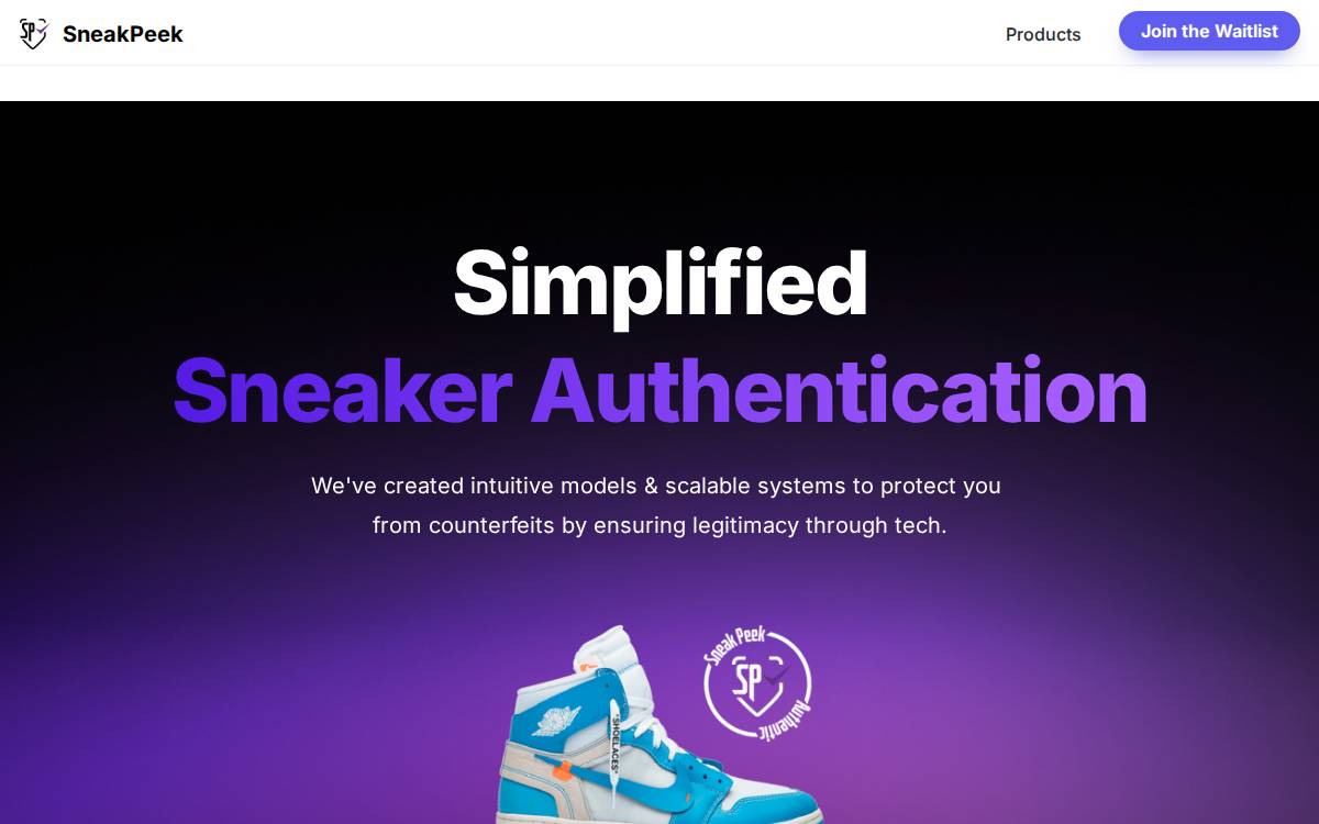SneakPeek website preview