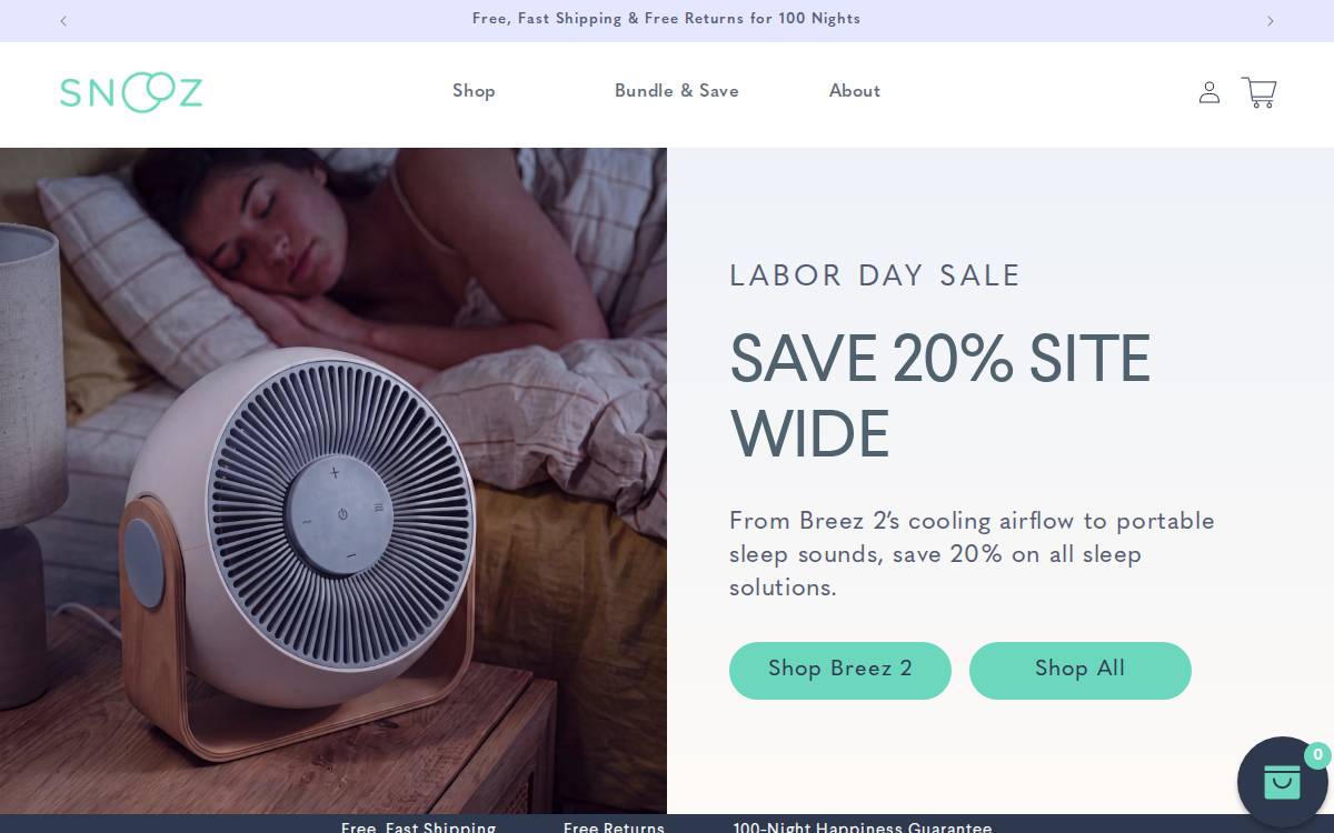 SNOOZ website preview