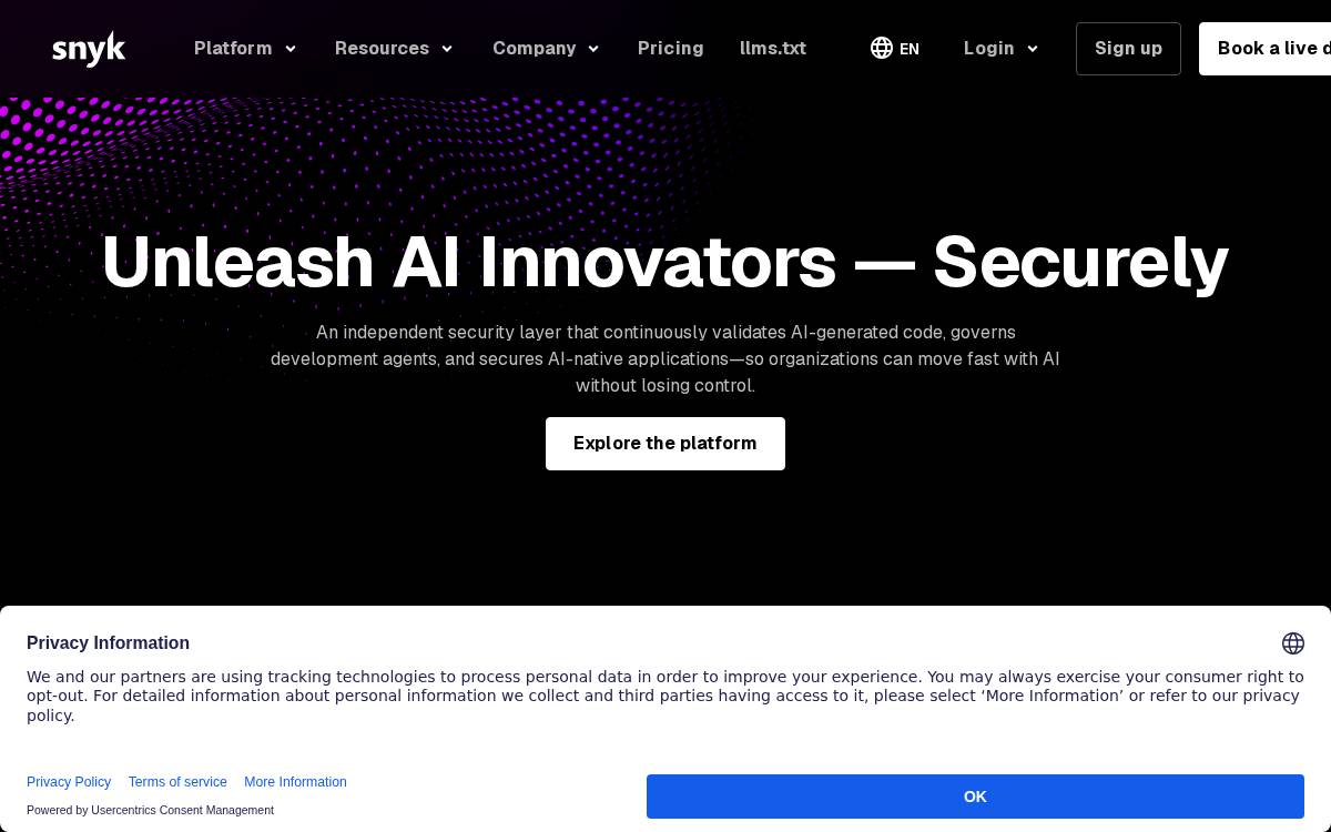 Snyk website preview