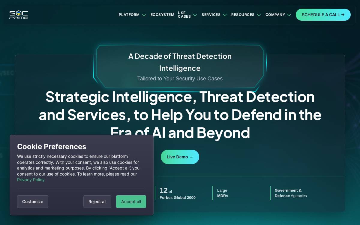 SOC Prime website preview