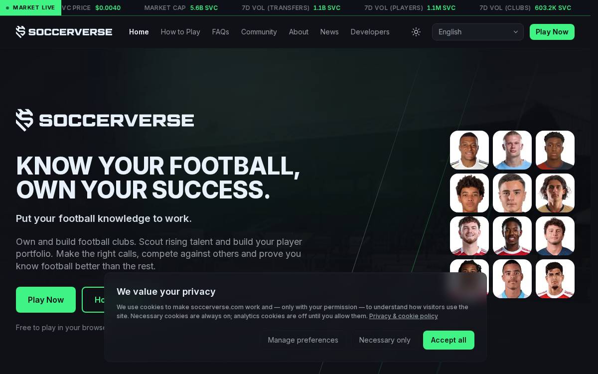 Soccerverse website preview