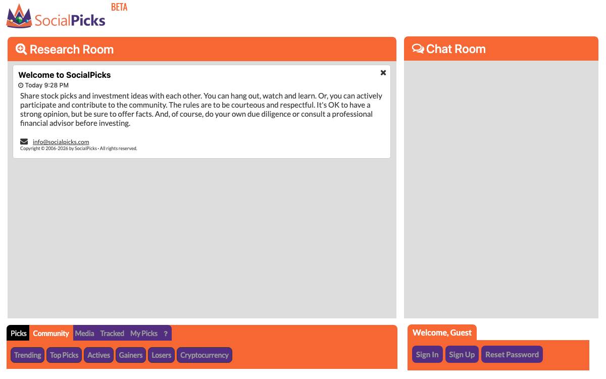 SocialPicks website preview