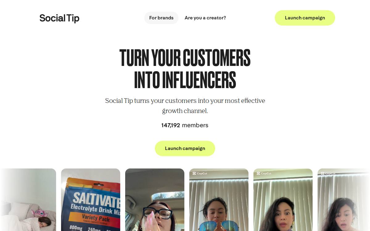 Social Tip website preview