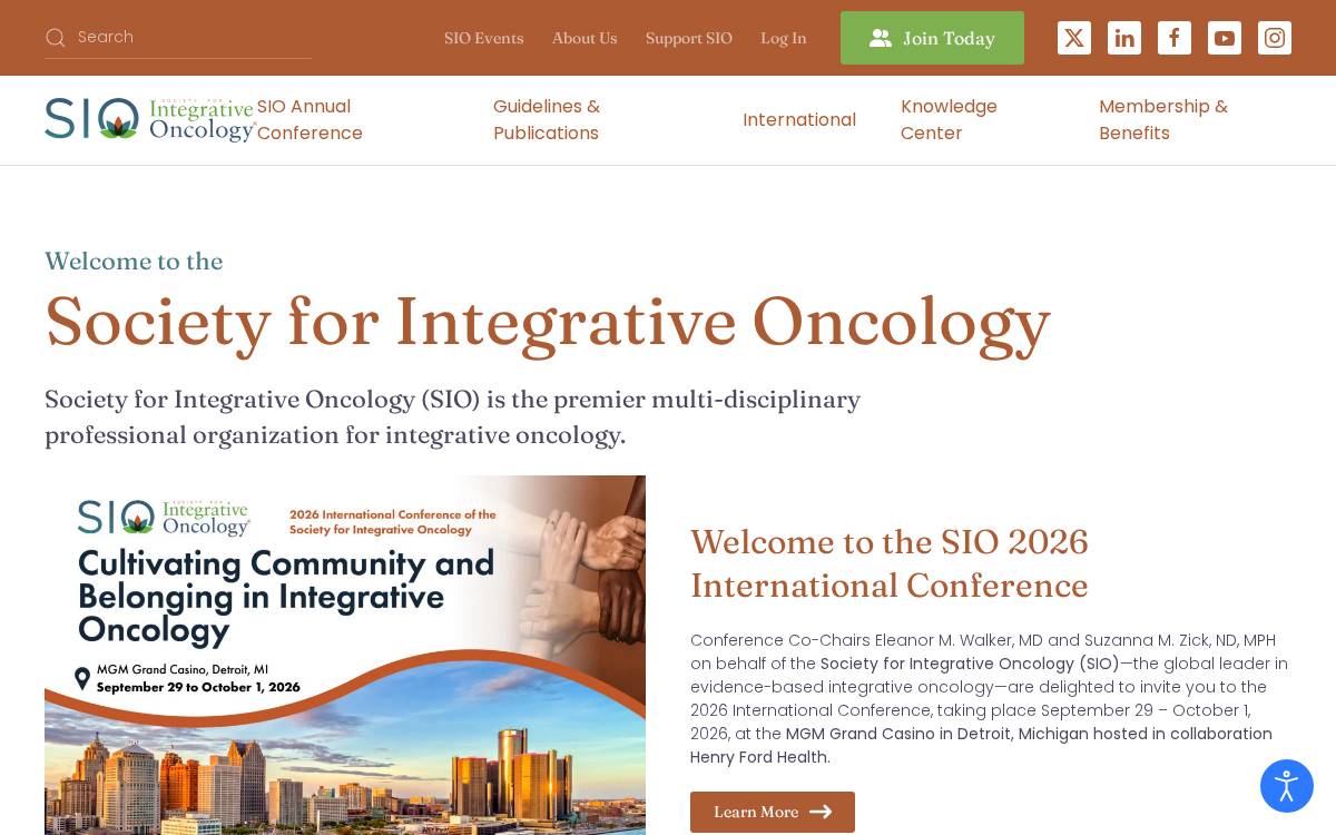 Society for Integrative Oncology website preview