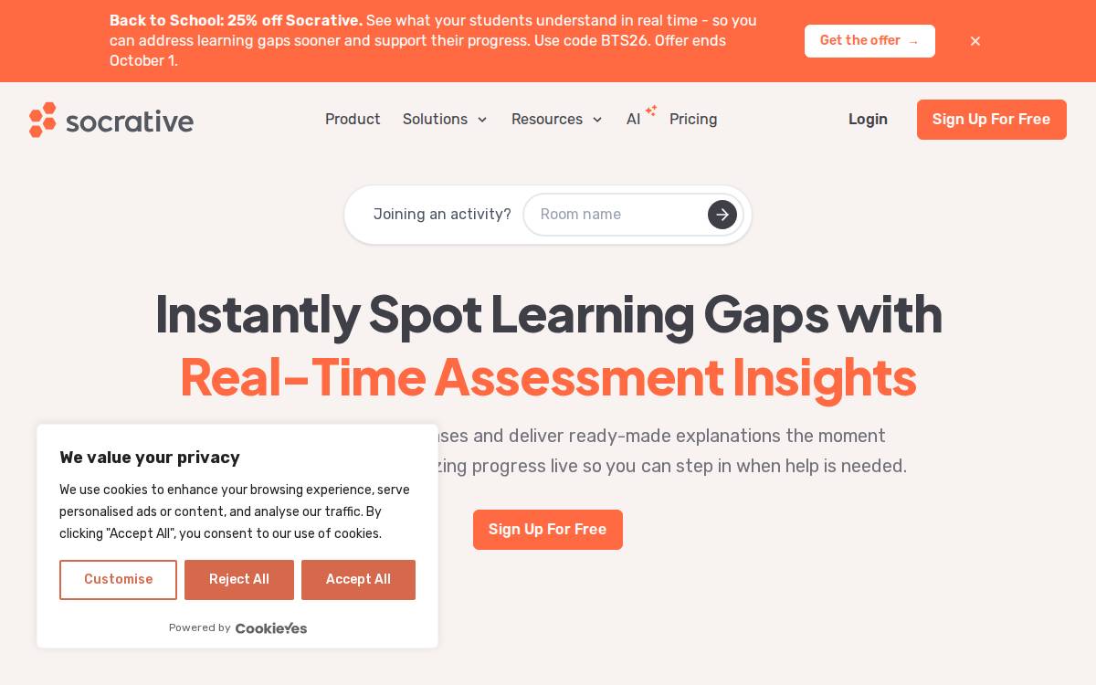 Socrative website preview