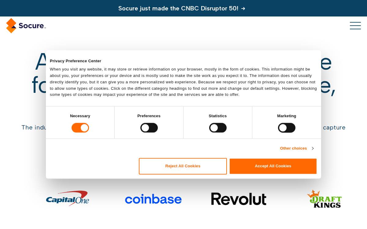 Socure website preview
