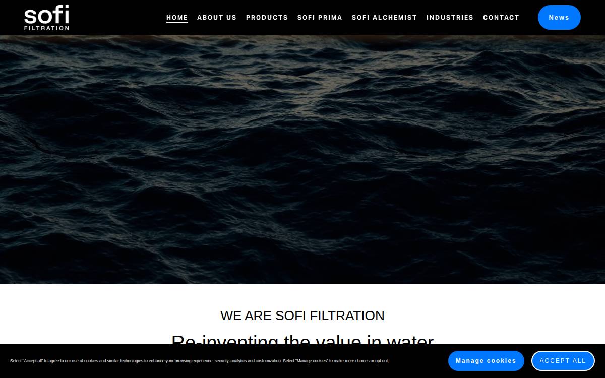 Sofi Filtration website preview