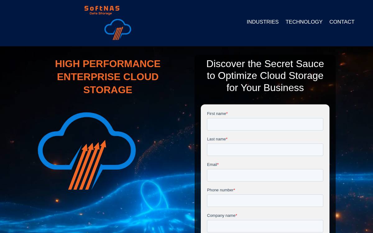SoftNAS website preview