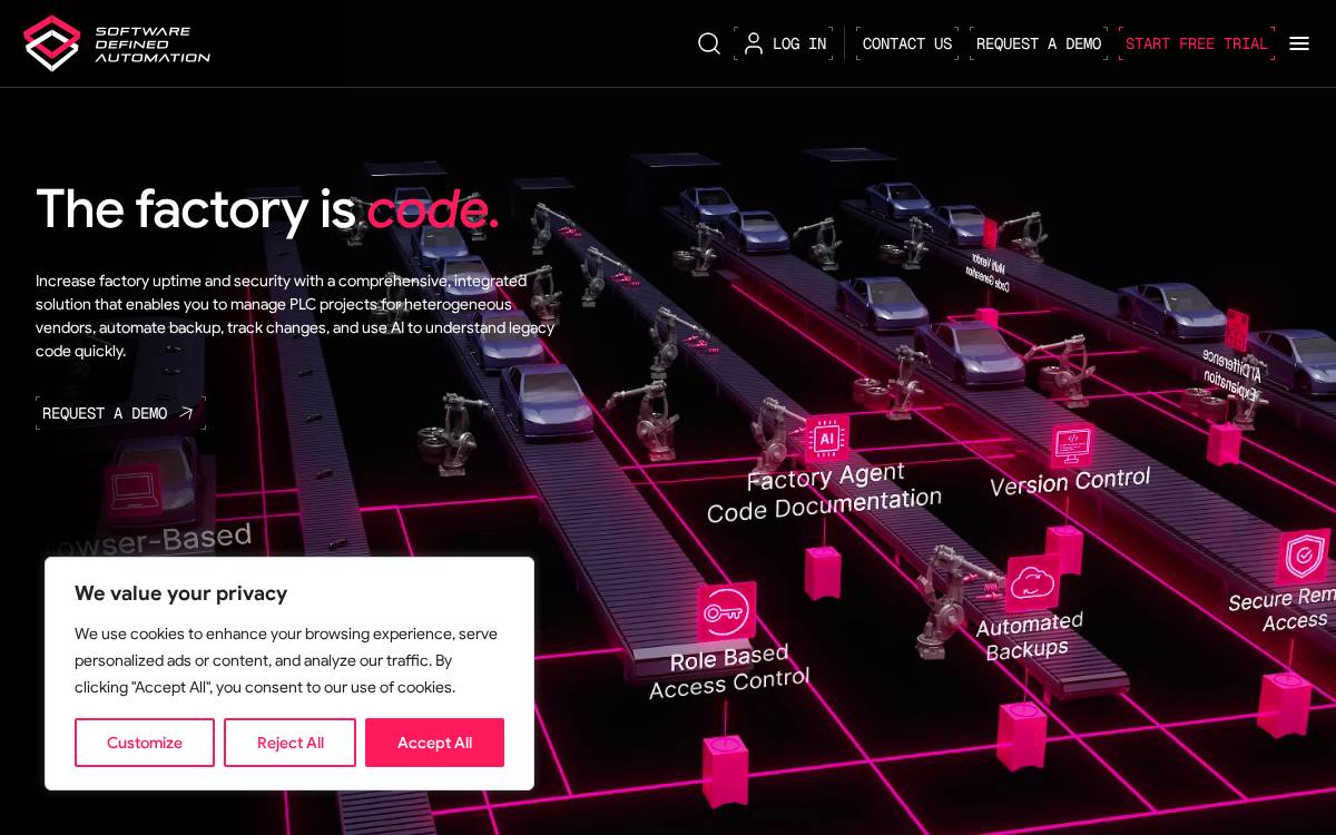 SOFTWARE DEFINED AUTOMATION website preview